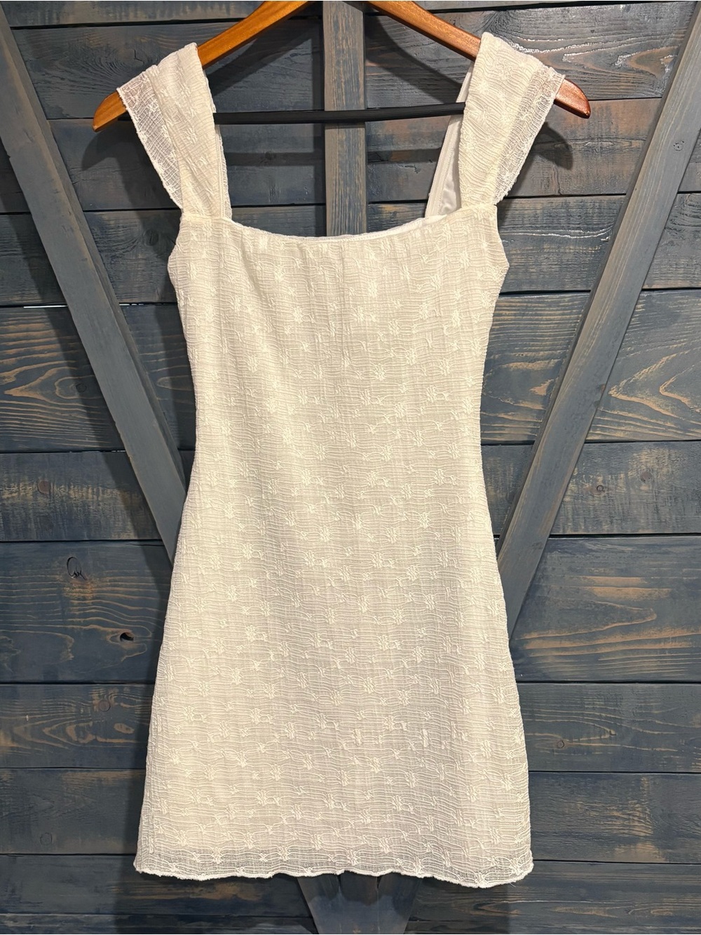 Princess Polly White Textured Lace Square-Neck Mini Dress